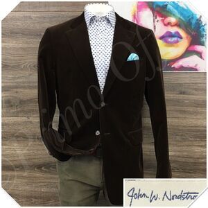 NORDSTROM Mens Blazer Sport Coat Casual Two Button Jacket Size 44L Corduroy Suit